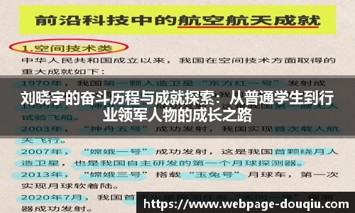 刘晓宇的奋斗历程与成就探索：从普通学生到行业领军人物的成长之路